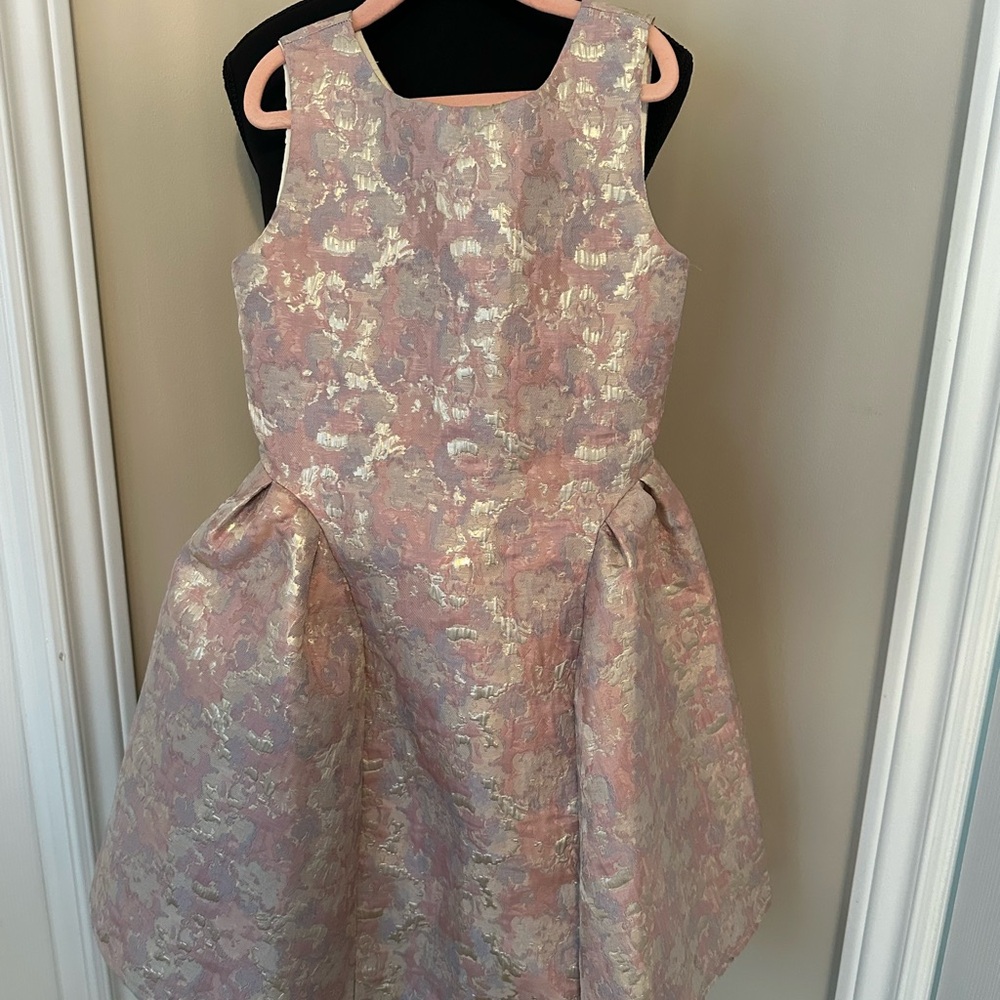 Pink Blue and shimmer Pleated A-Line Dress